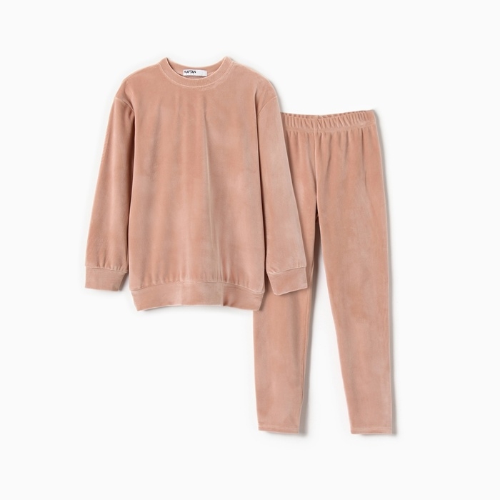 Костюм детский (свитшот, леггинсы) KAFTAN Plushy р.34 (122-128), бежевый