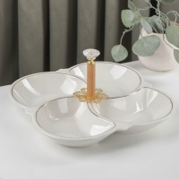 Менажница керамическая 4 ячейки &laquo;Богема&raquo;, 25,5&times;4 см, цвет белый