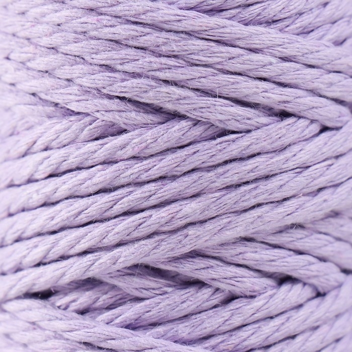 Шнур для вязания 100% хлопок, ширина 3мм 25м 80гр "Сиреневый" 4,5х4,5х10 см