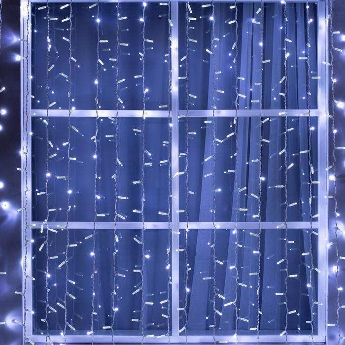 Гирлянда &laquo;Занавес&raquo; 2 &times; 9 м, IP65, УМС, белая нить, 1800 LED, свечение белое, 220 В
