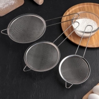 Набор сит Доляна, 3 шт, d=12 см,14 см, 16 см, цвет серебристый Набор сит Доляна, 3 шт, d=12 см,14 см, 16 см, цвет серебристый