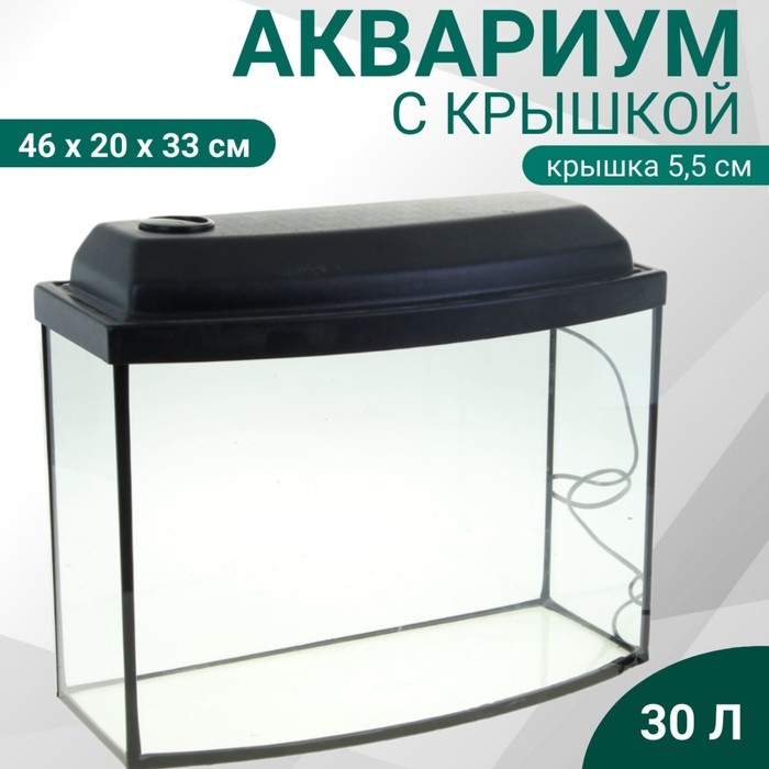 Аквариум Аквариум "Телевизор" с крышкой, 30 литров, 46 х 20 х 33/38 см, чёрный