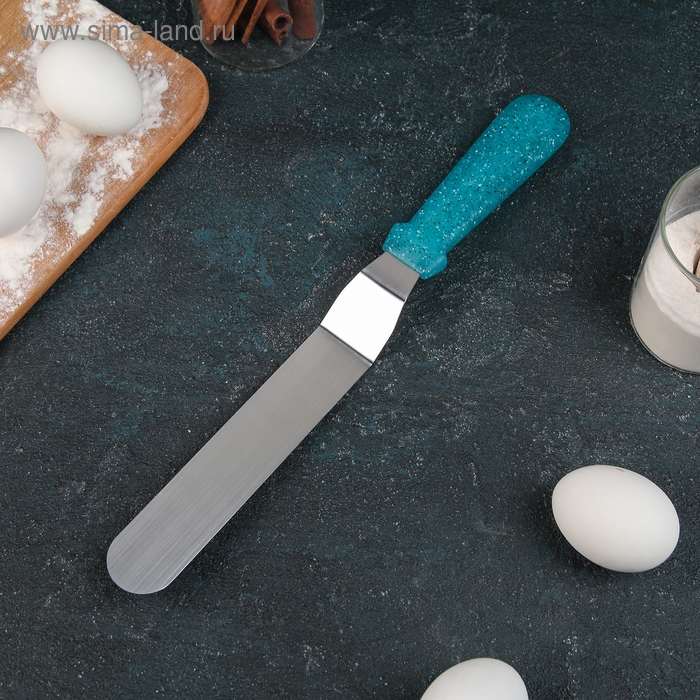 Кондитерская лопатка - палетка изогнутая &laquo;Космос&raquo;, 31 см, рабочая часть 20 см, цвет бирюзовый