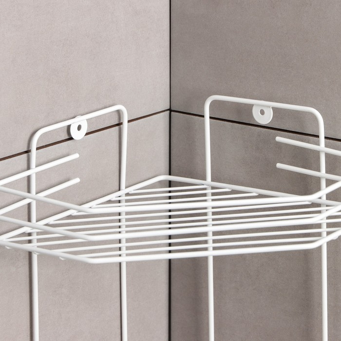 Полка для ванной угловая 4-х ярусная, 20,5&times;20,5&times;71 см, цвет белый