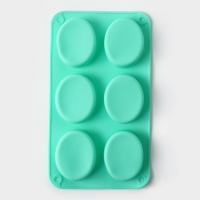 Форма для выпечки Доляна &laquo;Фигуры. Овал&raquo;, силикон, 28&times;16&times;2 см, 6 ячеек, цвет МИКС