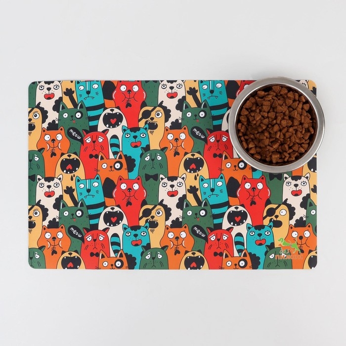 Коврик под миску Коврик под миску "Пижон" с нескользящим основанием 43 х 28 см "Голодные коты"