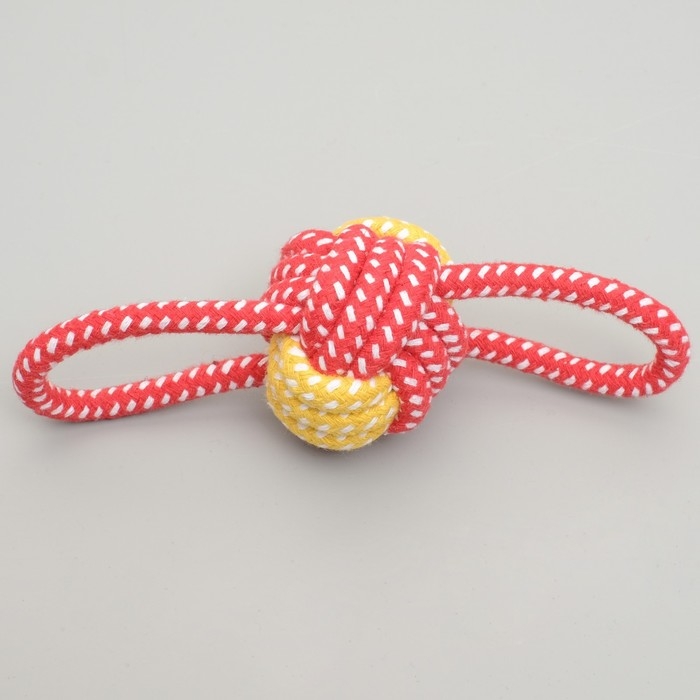 Игрушка канатная Игрушка канатная "Мяч с ручками", до 35 г, мяч 6 см, микс цветов