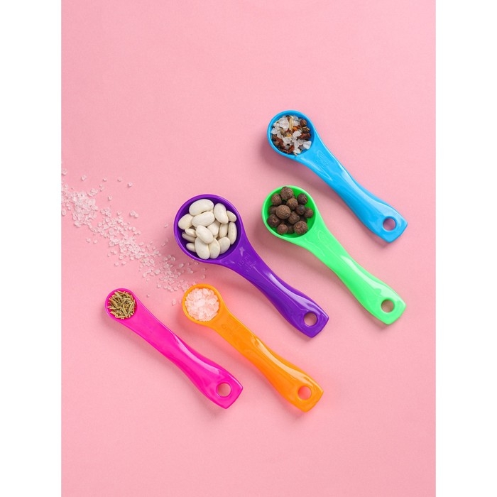 Набор мерных ложек Доляна «Креатив», 5 шт: 1 мл, 2,5 мл, 5 мл, 7,5 мл, 15 мл, цвет МИКС Набор мерных ложек Доляна «Креатив», 5 шт: 1 мл, 2,5 мл, 5 мл, 7,5 мл, 15 мл, цвет МИКС
