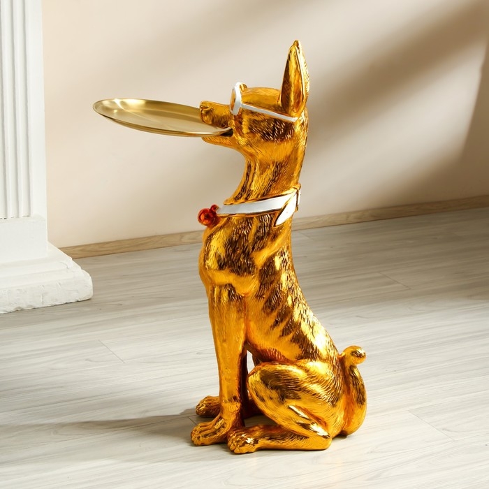 Стол декоративный подставка "Доберман в очках" 26х46х74 см