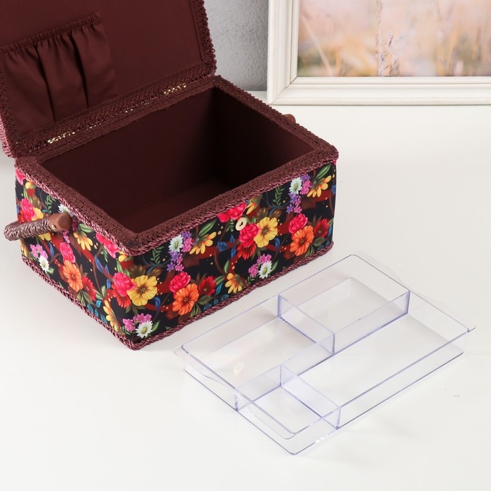 Шкатулка для рукоделия "Цветочный сад в ночи" 19х26х14,5 см