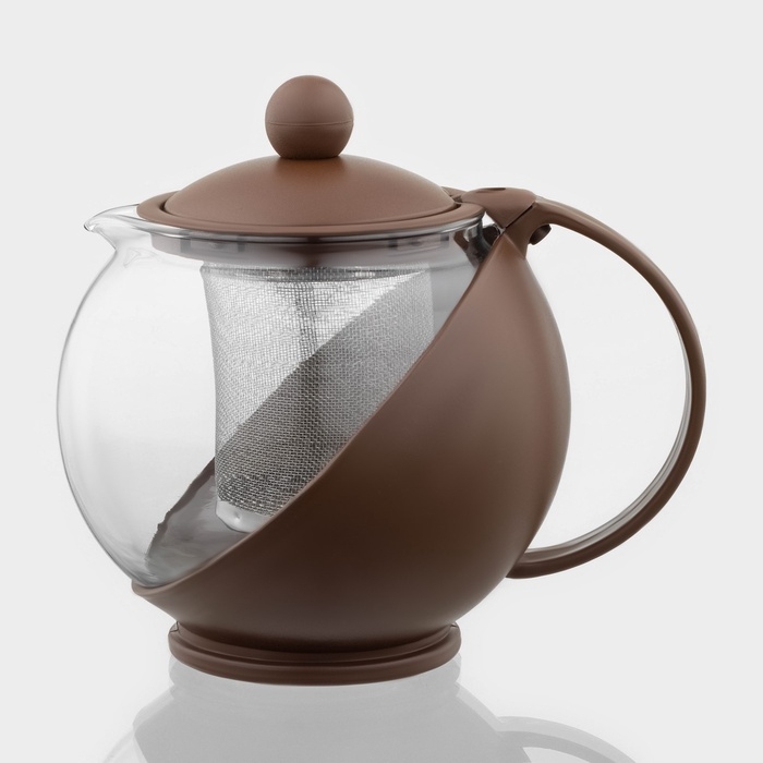 Чайник стеклянный заварочный &laquo;Забота&raquo; матовый, 700 мл, с металлическим ситом, цвета МИКС