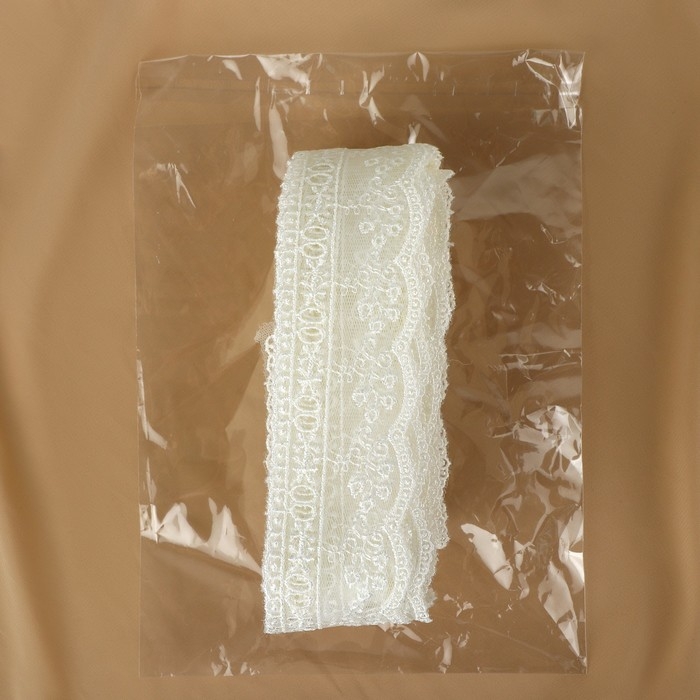 Кружево на сетке, 45 мм &times; 11 &plusmn; 1 м, цвет айвори