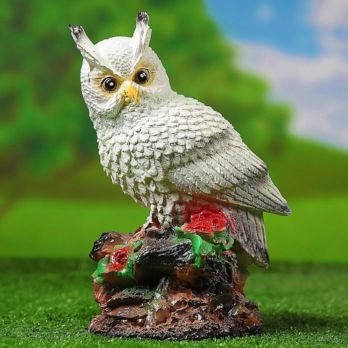 Садовая фигура Садовая фигура "Сова с букетом роз" белая, 26см