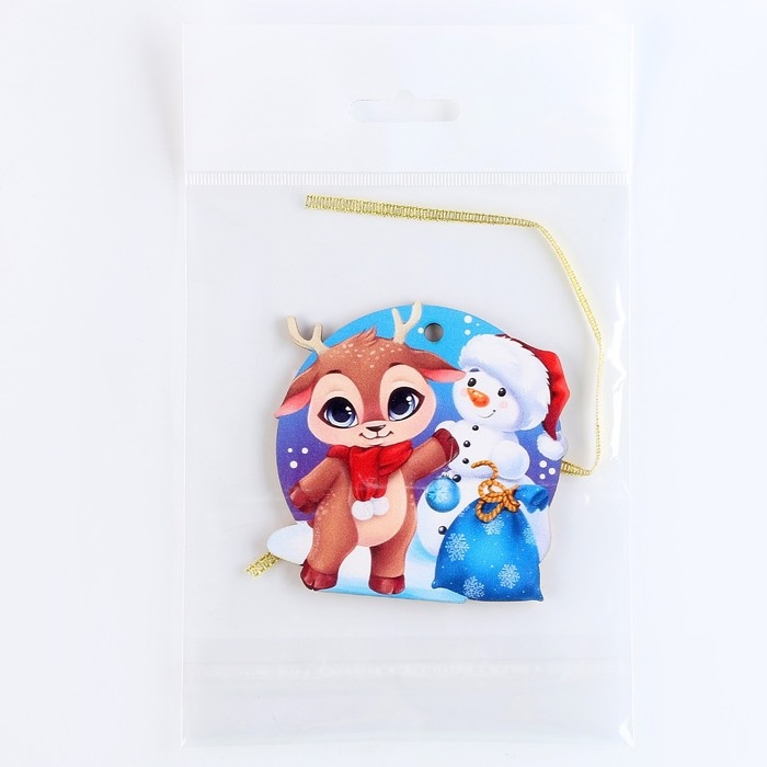 Ёлочная игрушка - подвеска деревянная «Новый год! Оленёнок» Ёлочная игрушка - подвеска деревянная «Новый год! Оленёнок»