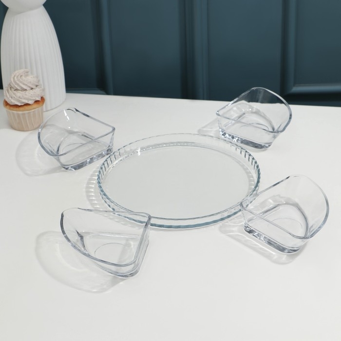 Менажница Denise, d=24 см, 4+1, стеклянная Менажница Denise, d=24 см, 4+1, стеклянная