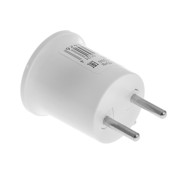 Переходник Ecola, вилка-патрон, Е27, 40 х 55 мм, белый Переходник Ecola, вилка-патрон, Е27, 40 х 55 мм, белый