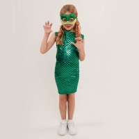 Новый год! Карнавальный костюм &laquo;Сверкающая змейка&raquo;, платье, перчатки, маска, рост 116-122 см