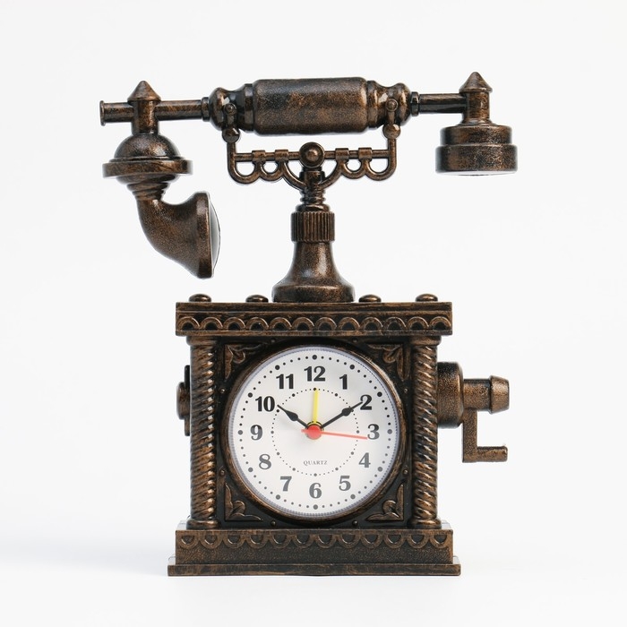 Будильник Будильник "Ретро телефон", дискретный ход, АА, 16 x 5 x 19 см, коричневый