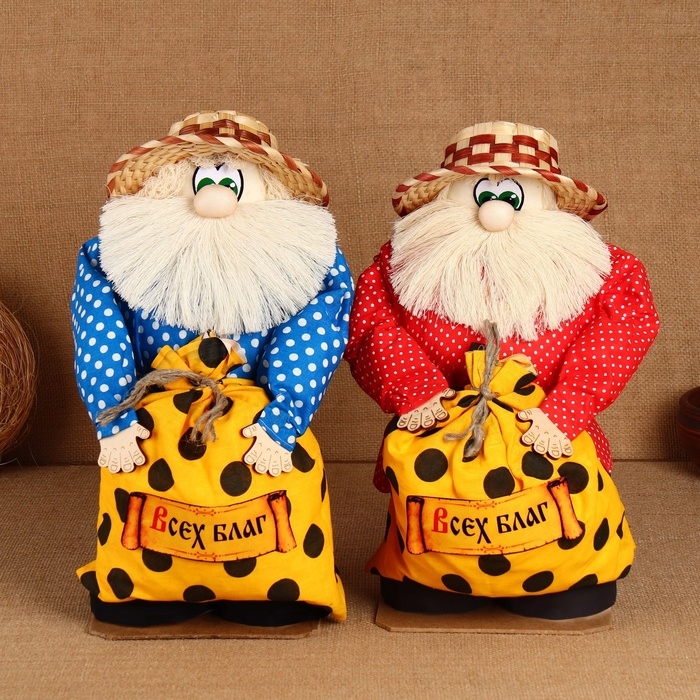 Домовой Иваныч "Всех благ", с мешком, 40 х 24 см, микс