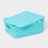 Контейнер для хранения с крышкой «Ажур», пластик, 35×27×12 см, цвет МИКС Контейнер для хранения с крышкой «Ажур», пластик, 35×27×12 см, цвет МИКС