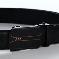 Ремень мужской, ширина 3,5 см, пряжка автомат, цвет чёрный