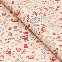 Новый год. Бумага упаковочная глянцевая "Рождественская конфета", 70 х 100 см, 1 лист Новый год. Бумага упаковочная глянцевая "Рождественская конфета", 70 х 100 см, 1 лист