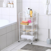 Этажерка напольная 4-х секционная Доляна, на колёсах, 31&times;34&times;77 см, цвет белый