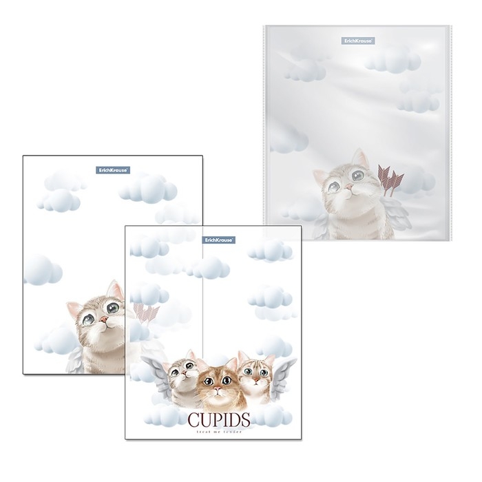 Набор обложек ПП 12 шт, 212 х 347 мм, 80 мкм, ErichKrause Набор обложек ПП 12 шт, 212 х 347 мм, 80 мкм, ErichKrause "Cupids", для тетрадей и дневников, МИКС