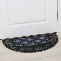 Коврик придверный полукруглый Доляна &laquo;Welcome цветы&raquo;, 45&times;75 см, цвет серебряный