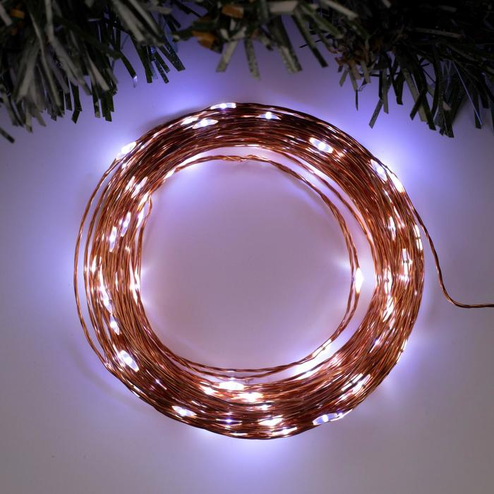 Гирлянда &laquo;Нить&raquo; 20 м роса, IP20, медная нить, 200 LED, свечение белое, 12 В