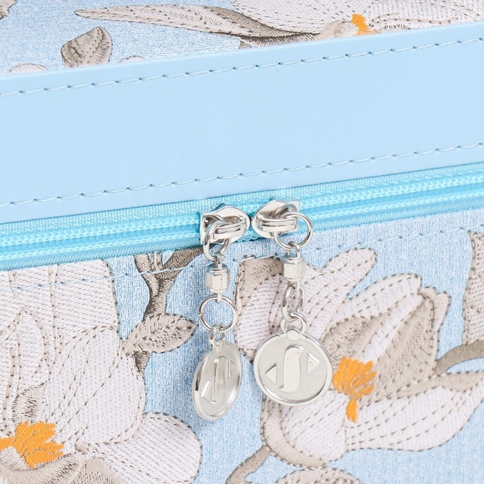 Шкатулка кожзам с зеркалом Шкатулка кожзам с зеркалом "Цветы. Голубой" набор 3 шт 18х10х12,5 21х13х15,5 23х15х18,5 см