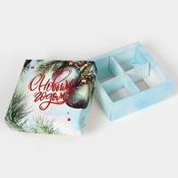 Новый год. Коробка под 4 конфеты, "Елочные игрушки", 12,6 х 12,6 х 3,8 , кондитерская упаковка Новый год. Коробка под 4 конфеты, "Елочные игрушки", 12,6 х 12,6 х 3,8 , кондитерская упаковка