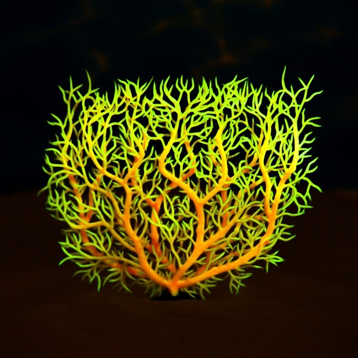 Растение искусственное аквариумное, светящееся, 15 см, красное