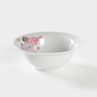 Тарелка фарфоровая «Сирень», 550 мл, d=17 см, цвет белый Тарелка фарфоровая «Сирень», 550 мл, d=17 см, цвет белый