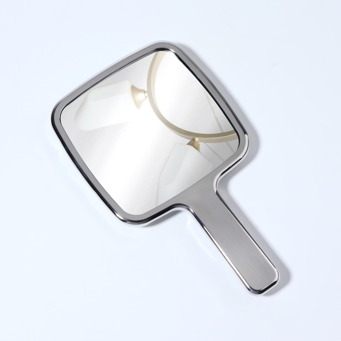 Зеркало с ручкой, зеркальная поверхность 8,5 &times; 8,5 см, цвет серебристый