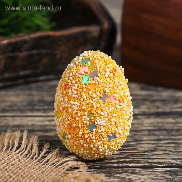 Декор пасхальный Декор пасхальный "Яйцо посыпка бабочки в травке" набор 6 шт яйцо 5х7 см