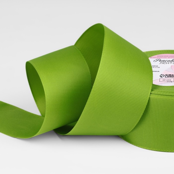 Лента репсовая, 40 мм, 23 &plusmn; 1 м, цвет зелёный №141