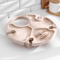 Столик-поднос с менажницей и складными ножками "Лучше тебя только вино" D=30x2 см, береза Столик-поднос с менажницей и складными ножками "Лучше тебя только вино" D=30x2 см, береза