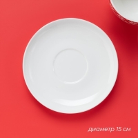 Новогодняя чайная пара Доляна &laquo;Финский лес&raquo;, 2 предмета: чашка 210 мл, блюдце d=15 см, фарфор, цвет белый