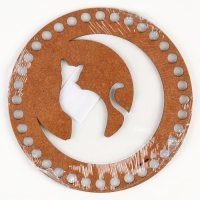 Донышко для вязания резное «Кошка на луне», круг 15 см, хдф 3 мм Донышко для вязания резное «Кошка на луне», круг 15 см, хдф 3 мм
