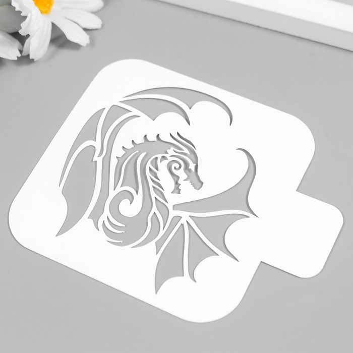 Трафарет для татуировки Трафарет для татуировки "Дракон в полёте" 9х9 см