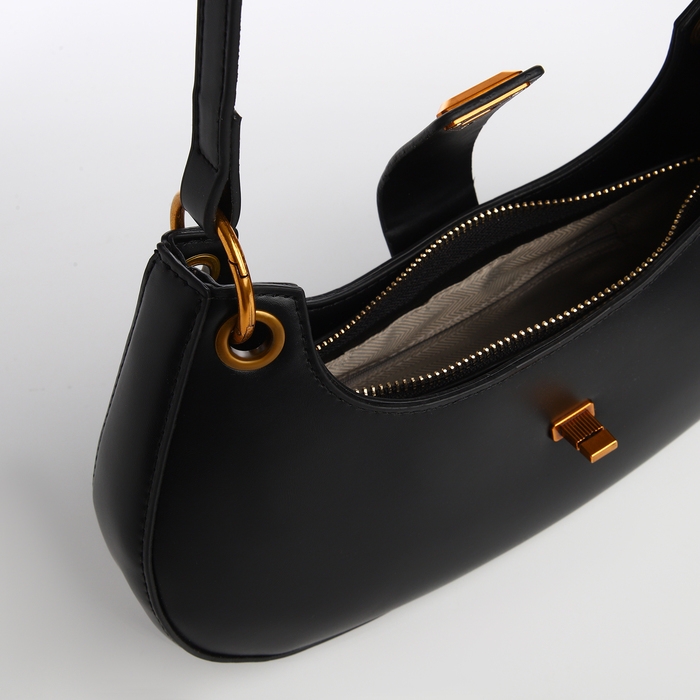 Сумка женская багет на молнии TEXTURA, средний размер, цвет чёрный Сумка женская багет на молнии TEXTURA, средний размер, цвет чёрный