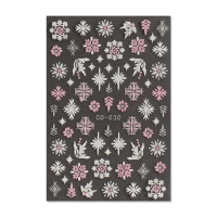 Новый год! Наклейки для ногтей «Снежинки», объемные, цвет белый/розовый Новый год! Наклейки для ногтей «Снежинки», объемные, цвет белый/розовый