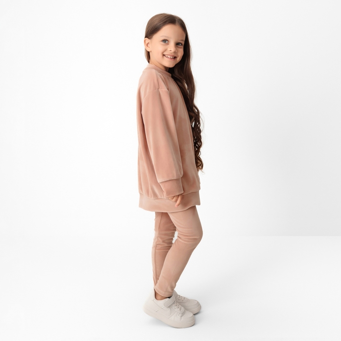 Костюм детский (свитшот, леггинсы) KAFTAN Plushy р.32 (110-116), бежевый