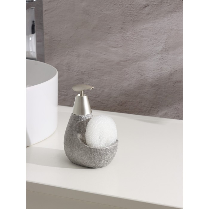 Дозатор для моющего средства с подставкой для губки Доляна &laquo;Африка, 350 мл, цвет серый