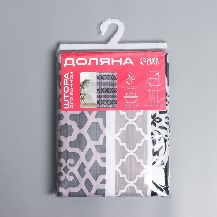 Штора для ванны Доляна &laquo;Барокко&raquo;, 180&times;180 см, полиэстер