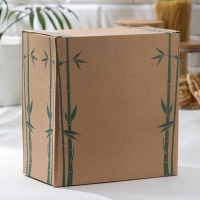 Набор банок стеклянных для сыпучих продуктов с бамбуковыми крышками &laquo;Эко&raquo;, 350 мл, на подставке, 5 шт