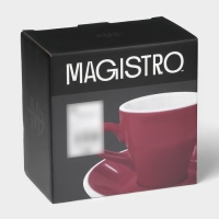Кофейная пара фарфоровая Magistro Coffee time, 2 предмета: чашка 180 мл, блюдце d=14,5 см, цвет красный Кофейная пара фарфоровая Magistro Coffee time, 2 предмета: чашка 180 мл, блюдце d=14,5 см, цвет красный