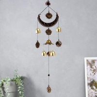 Музыка ветра металл "Ганеша, ожерелье" 5 колокольчиков 60 см