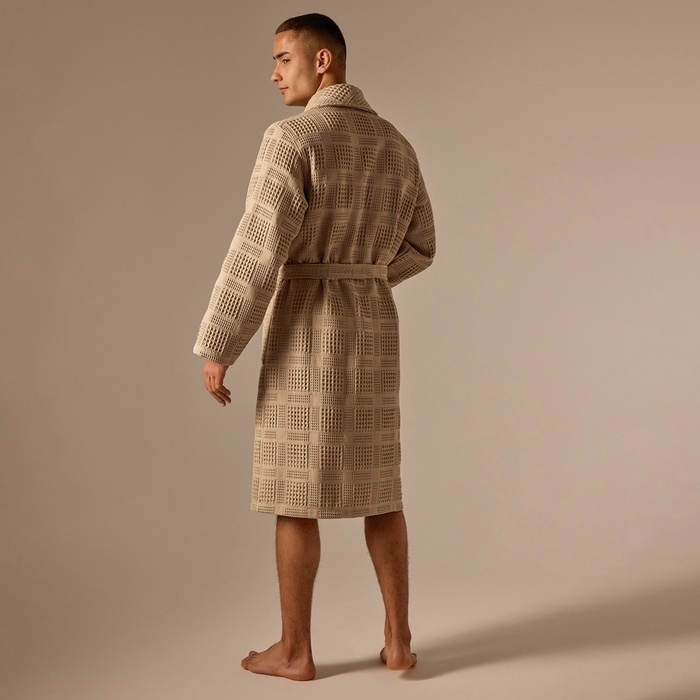 Халат вафельный мужской SL HOME: Chess "Саббиа", размер L, 100% хлопок, 340 г/м2